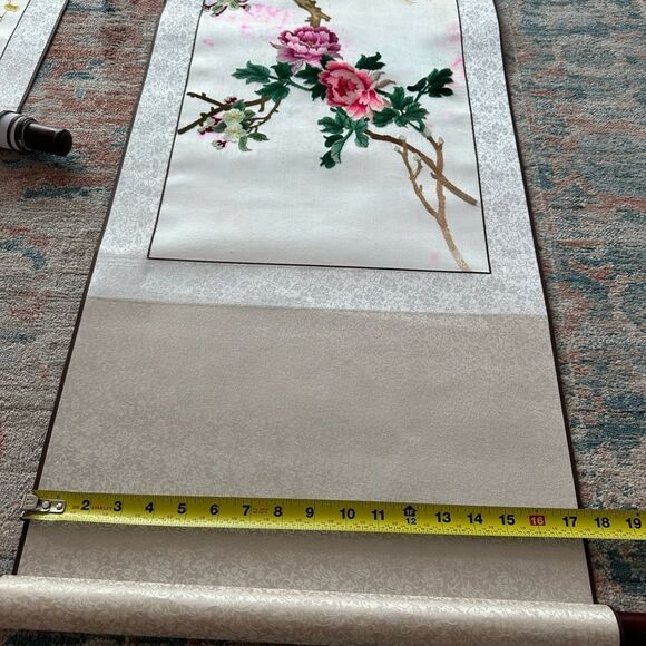 Vintage Chinese Silk Needlepoint Embroidered Tapestry Scroll 4 Panels Art Piece - Picture 12 of 16